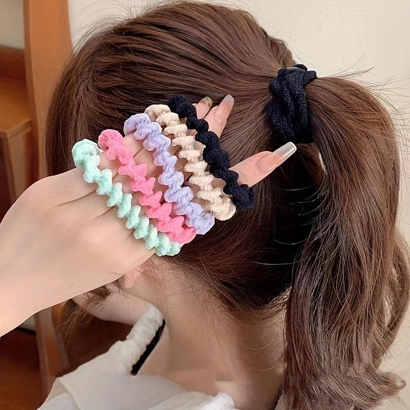 5pcs Plush Spiral Pattern Hair Tie Elastic Hair Rope Hair Accessories