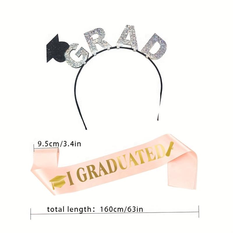 Graduation Hair Band with Graduated Printed Sash for Graduation Party