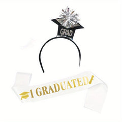 Graduation Hair Band with Graduated Printed Sash for Graduation Party