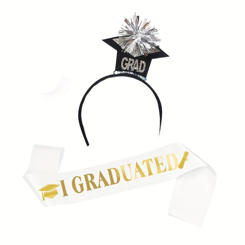 Graduation Hair Band with Graduated Printed Sash for Graduation Party
