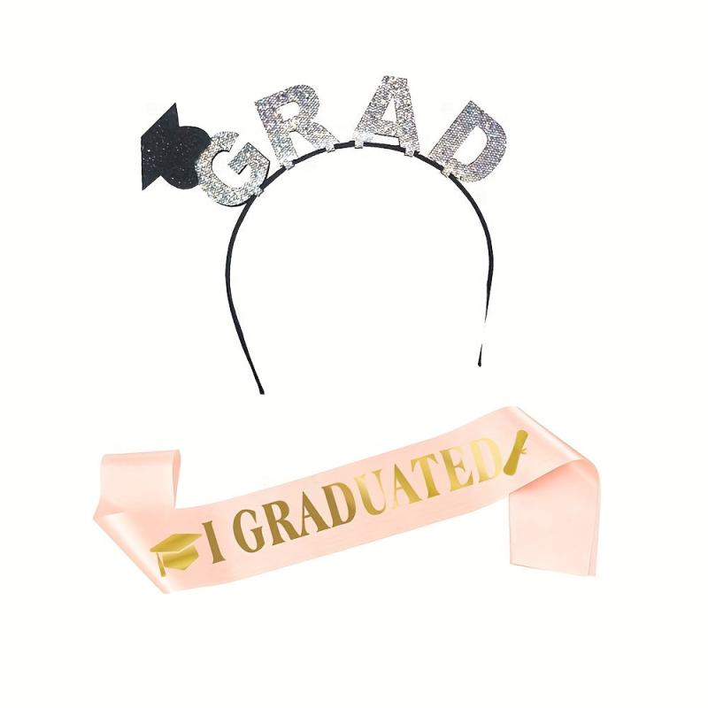 Graduation Hair Band with Graduated Printed Sash for Graduation Party