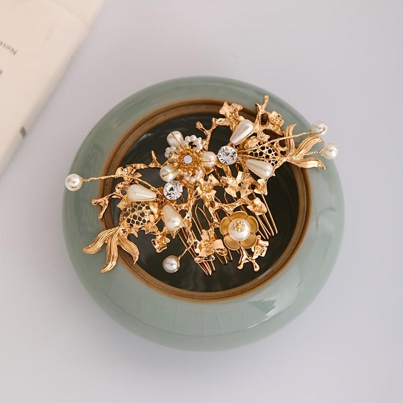 Golden Butterflies Hairpin Wedding Bride Hair Comb