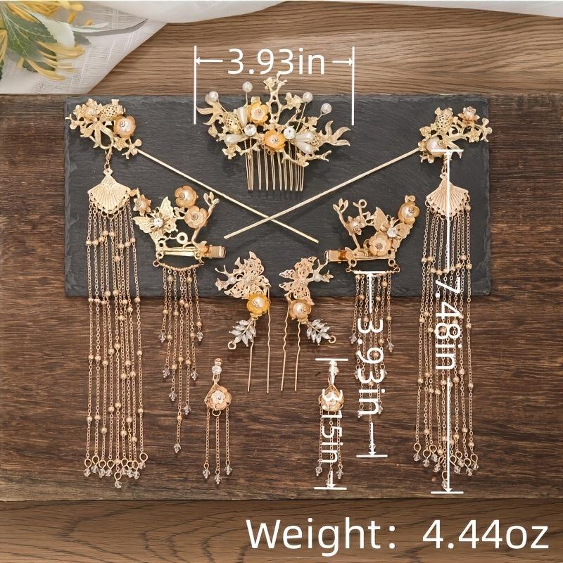 Golden Butterflies Hairpin Wedding Bride Hair Comb