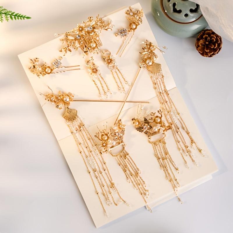 Golden Butterflies Hairpin Wedding Bride Hair Comb