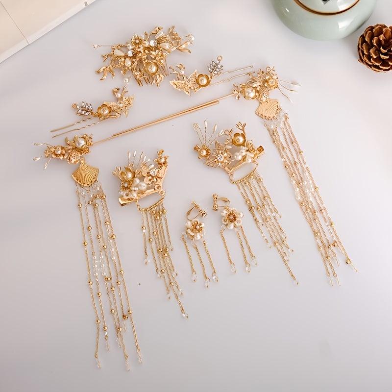 Golden Butterflies Hairpin Wedding Bride Hair Comb