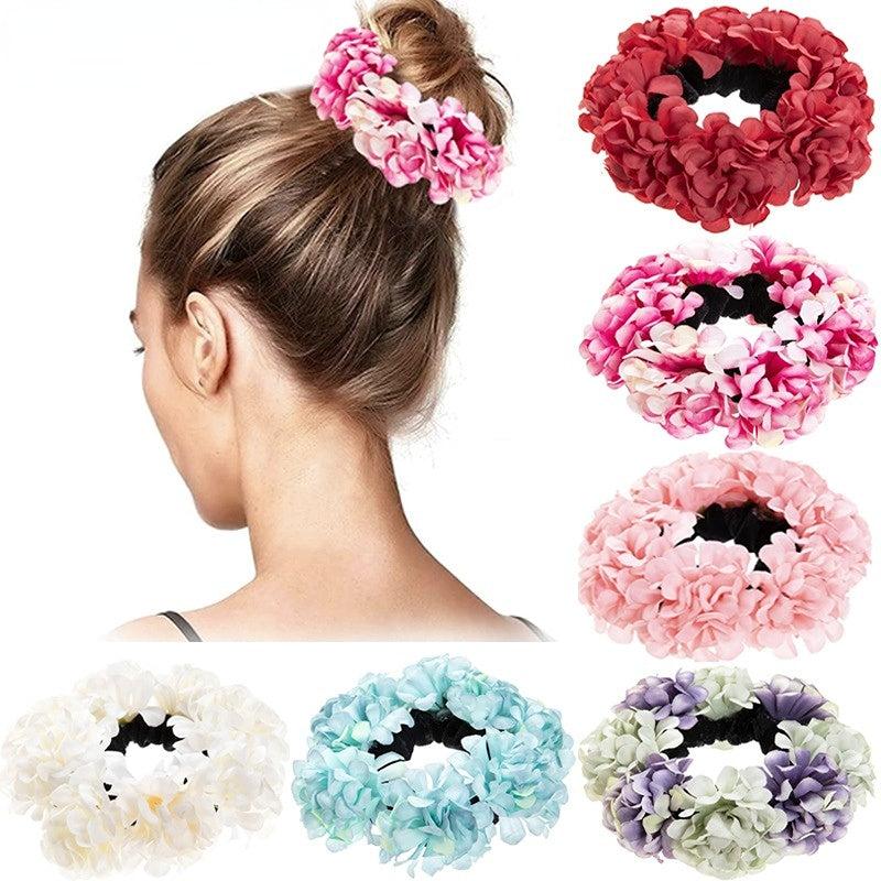 Flower Scrunchie Hair Tie Floral Hair Rope Female Hair Accessories