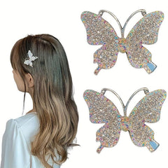 2pcs Rhinestone Butterfly Hair Clip for Women