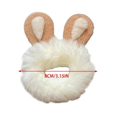 Plush Bear Rabbit Ears Hair Ties Scrunchies Fluffy Ponytail Holder