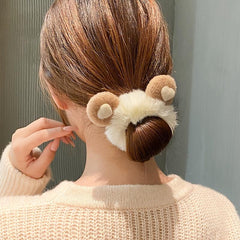 Plush Bear Rabbit Ears Hair Ties Scrunchies Fluffy Ponytail Holder