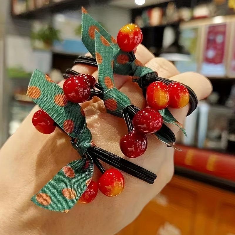 Polka Dot Bow Hair Tie Cherry Hair Ring Hair Accessories