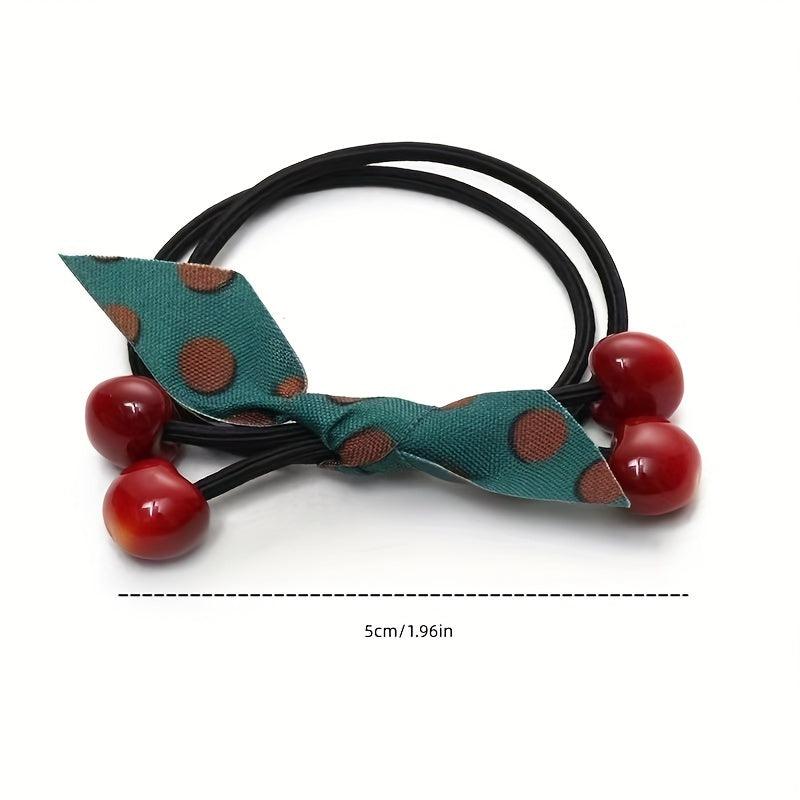 Polka Dot Bow Hair Tie Cherry Hair Ring Hair Accessories