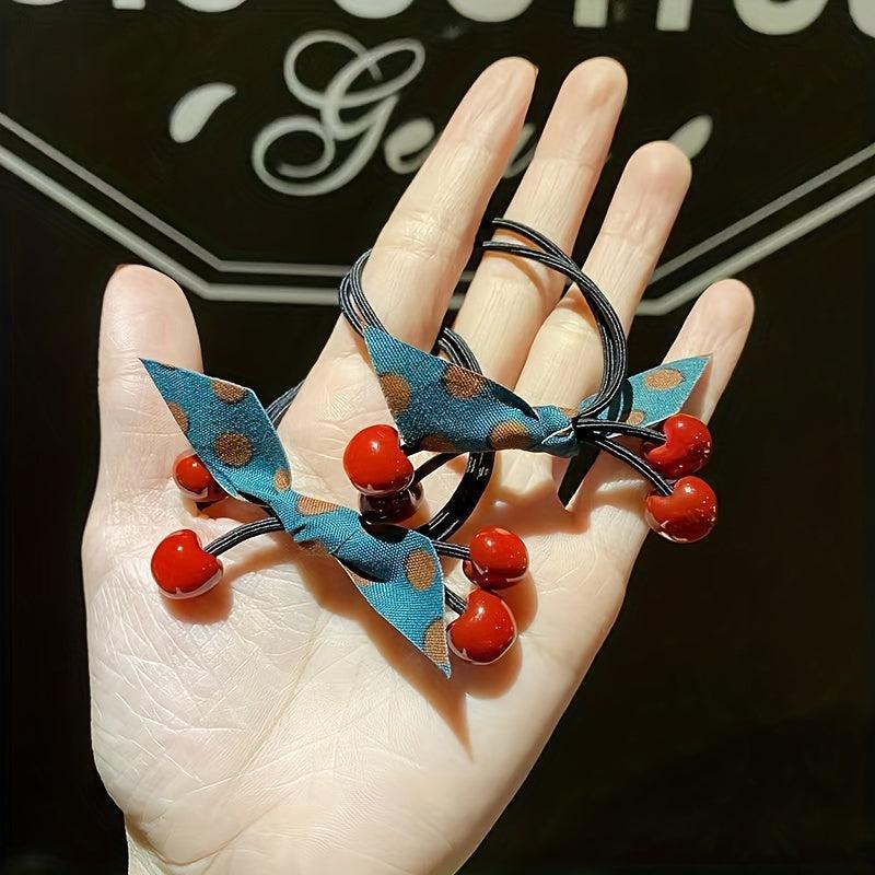 Polka Dot Bow Hair Tie Cherry Hair Ring Hair Accessories