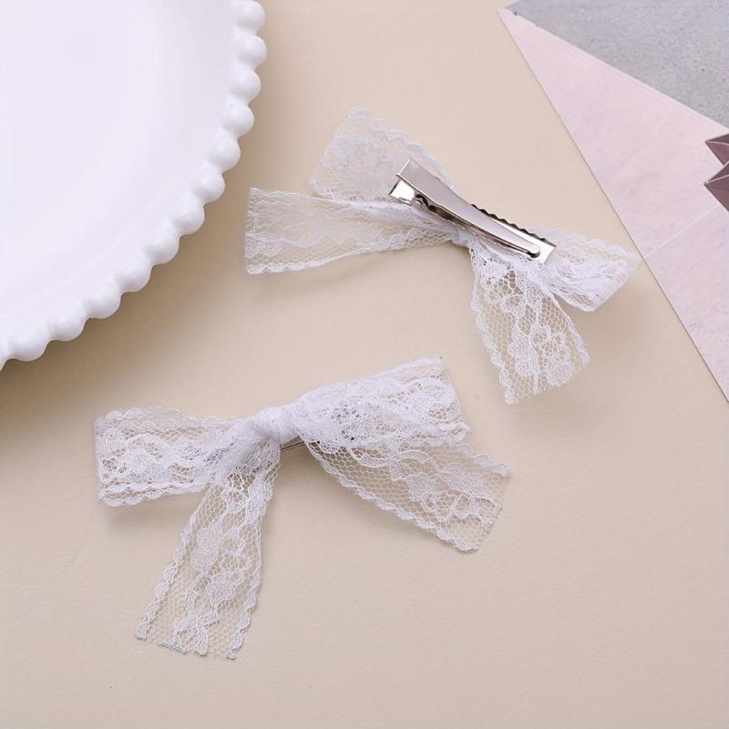 2pcs Lace Bowknot Hair Clips Women Girls Daily Decoration Accessories