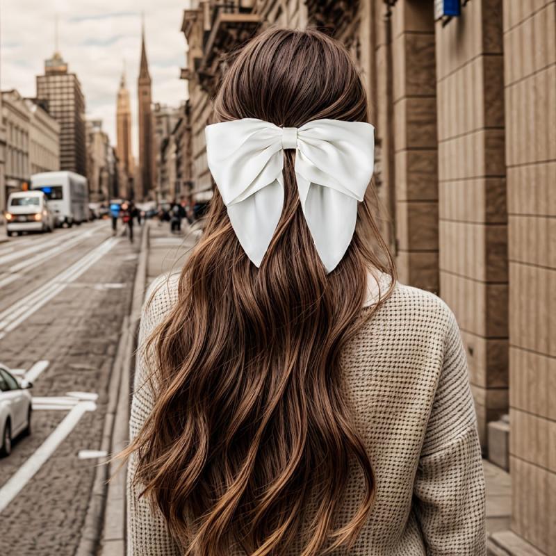 Satin Large Bowknot Hair Clip Back Head Duck Billed Clip Hair Accessories