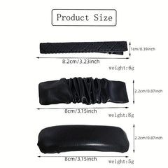 Pleated PU Leather Snap Clip Solid Hair Clip