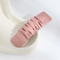 Pleated PU Leather Snap Clip Solid Hair Clip