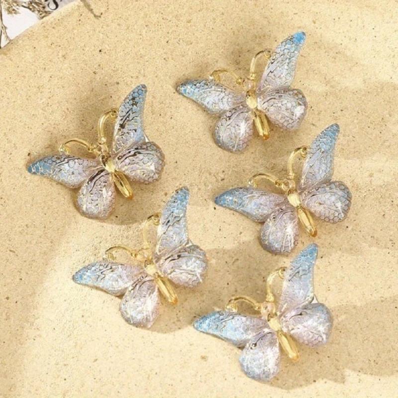 5pcs Butterfly Decor Hair Clips Non-slip Duck Billed Acrylic Hair Accessories