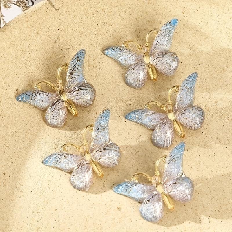 5pcs Butterfly Decor Hair Clips Non-slip Duck Billed Acrylic Hair Accessories
