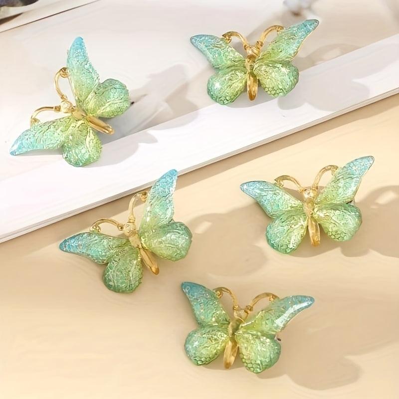 5pcs Butterfly Decor Hair Clips Non-slip Duck Billed Acrylic Hair Accessories