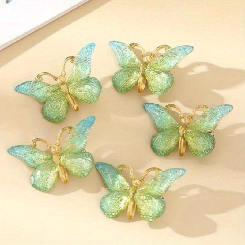 5pcs Butterfly Decor Hair Clips Non-slip Duck Billed Acrylic Hair Accessories