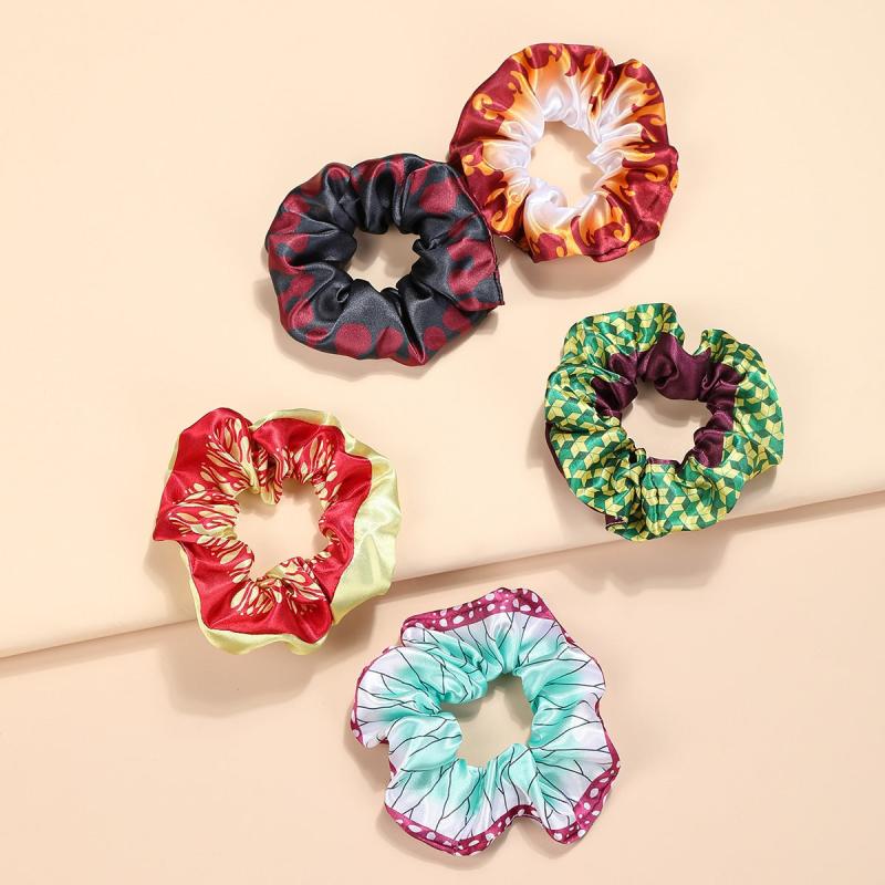 5pcs Anime Cartoon Cosplay Scrunchies For Women Girls