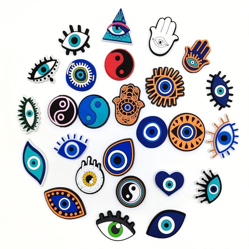 26pcs Evil Eye Shoe Charms Decorations Pack Cartoon Accessories for Party Favors