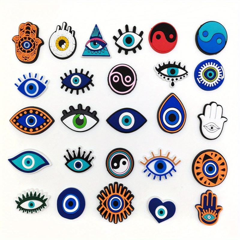 26pcs Evil Eye Shoe Charms Decorations Pack Cartoon Accessories for Party Favors