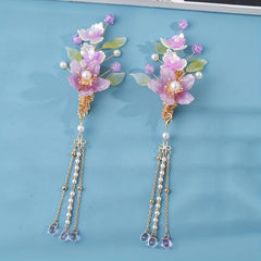 Floral Head Piece Accessory Set With Pearl Beaded Pendant