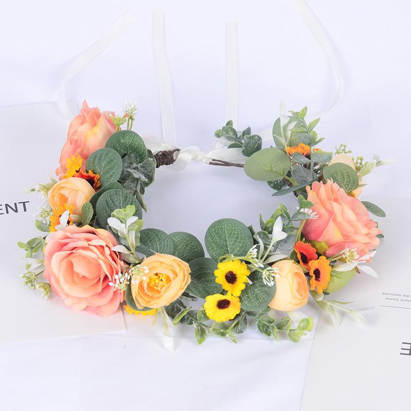 Flower Rattan Garland Headdress Wedding Bridal Wreath Hair Accessories