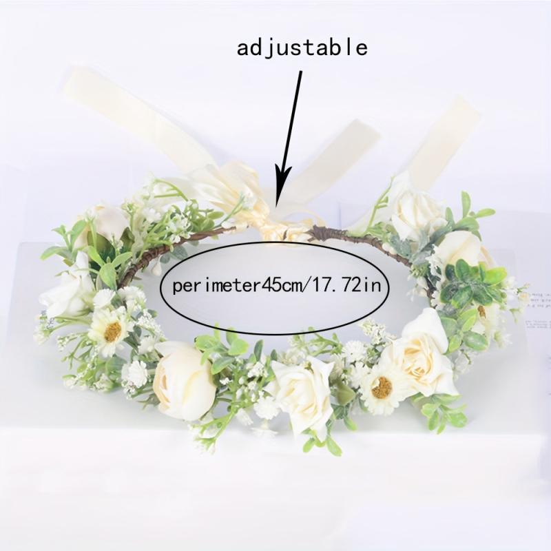 Flower Rattan Garland Headdress Wedding Bridal Wreath Hair Accessories