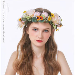 Flower Rattan Garland Headdress Wedding Bridal Wreath Hair Accessories