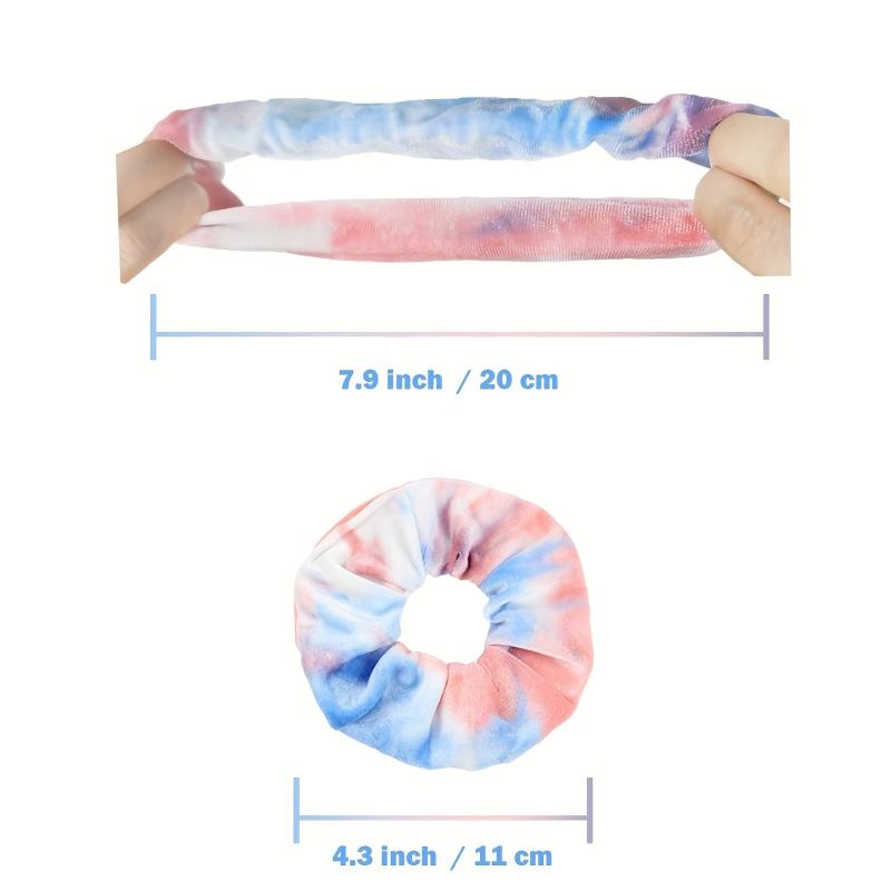 12 Pcs Tie Dye Velvet Scrunchies for Hair - Soft Rainbow Hair Bands
