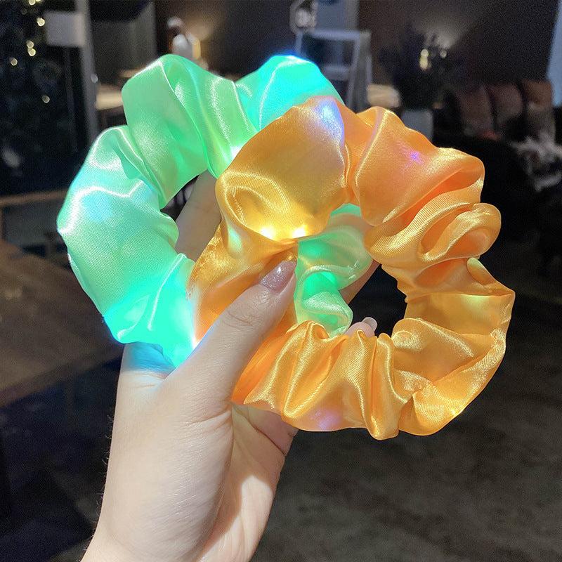 Y2K Luminous Scrunchies Hair Tie Colorful Hair Rope Light Up Hair Ring