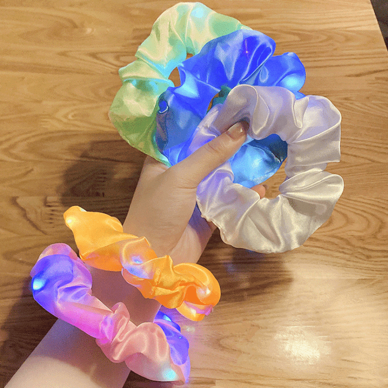 Y2K Luminous Scrunchies Hair Tie Colorful Hair Rope Light Up Hair Ring