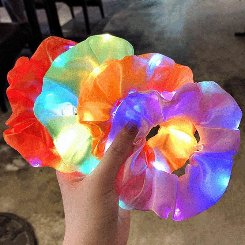 Y2K Luminous Scrunchies Hair Tie Colorful Hair Rope Light Up Hair Ring