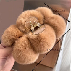 Fluffy Plush Hair Claw Clips Large Non Slip Hair Claw Clip Hairball For Girls