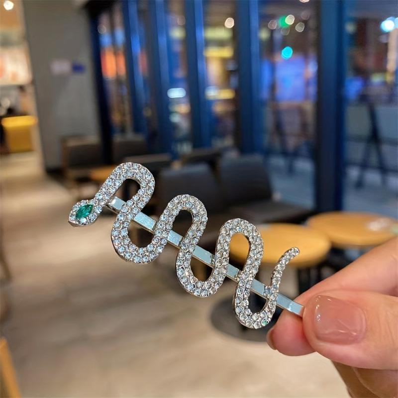 Snake Rhinestone Hair Clip Non-slip Side Clip Head Jewelry Hair Accessories