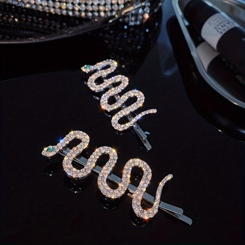 Snake Rhinestone Hair Clip Non-slip Side Clip Head Jewelry Hair Accessories