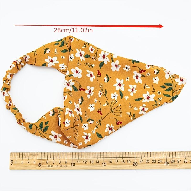 Floral Elastic Hair Scarf Headband Chiffon Print Hair Scarves Kerchief
