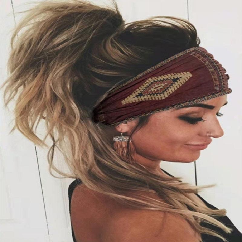 Women's Printing Workout Headband Elastic Sweat absorbing Hairband