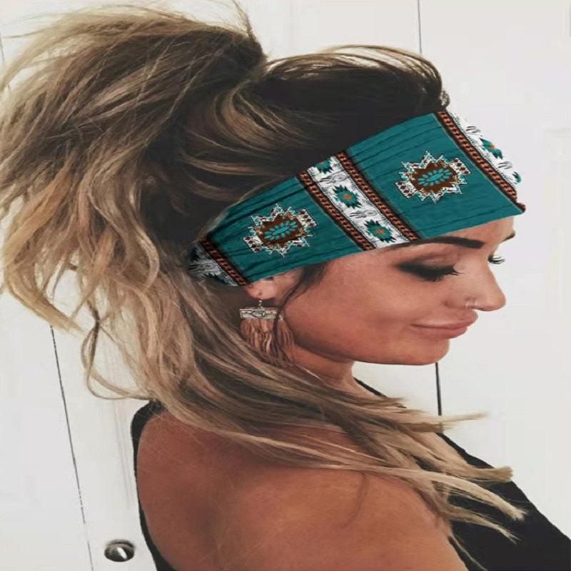 Women's Printing Workout Headband Elastic Sweat absorbing Hairband