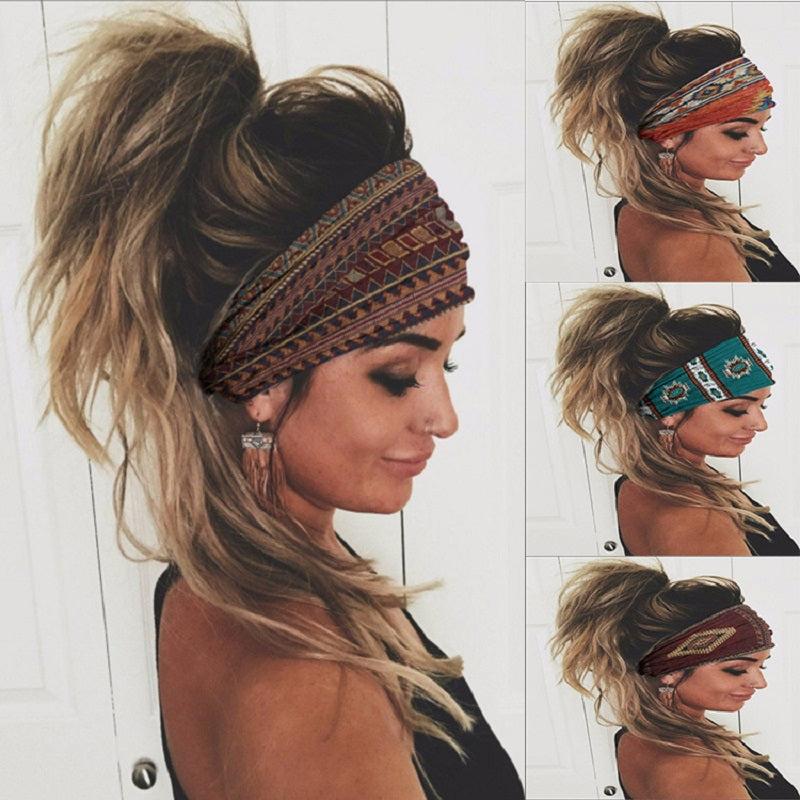 Women's Printing Workout Headband Elastic Sweat absorbing Hairband