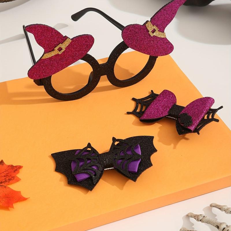 Halloween Decoration Set Hat Glasses Spider Web Hair Clip Party Accessories