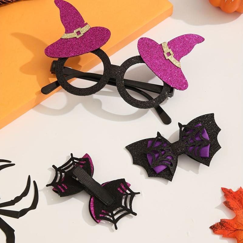 Halloween Decoration Set Hat Glasses Spider Web Hair Clip Party Accessories
