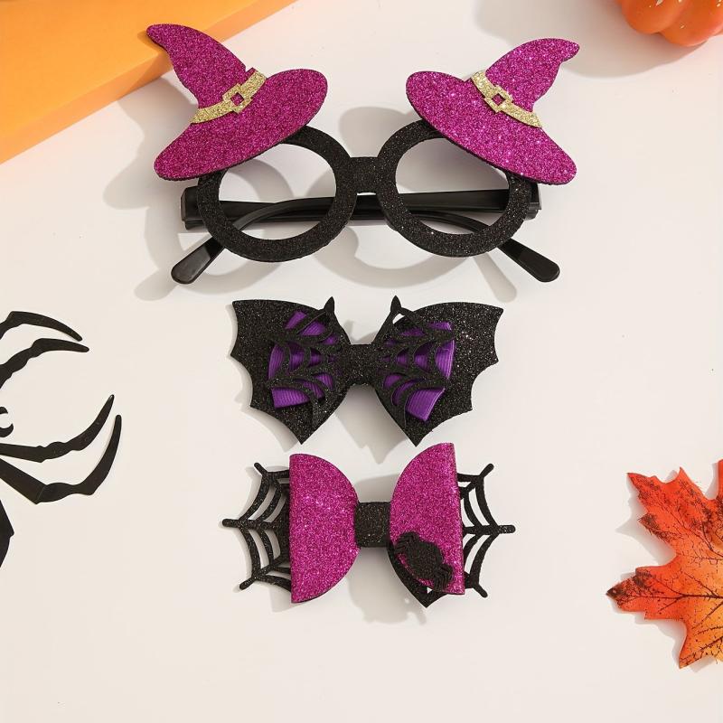Halloween Decoration Set Hat Glasses Spider Web Hair Clip Party Accessories