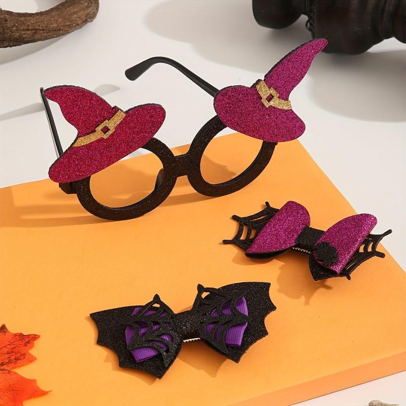 Halloween Decoration Set Hat Glasses Spider Web Hair Clip Party Accessories
