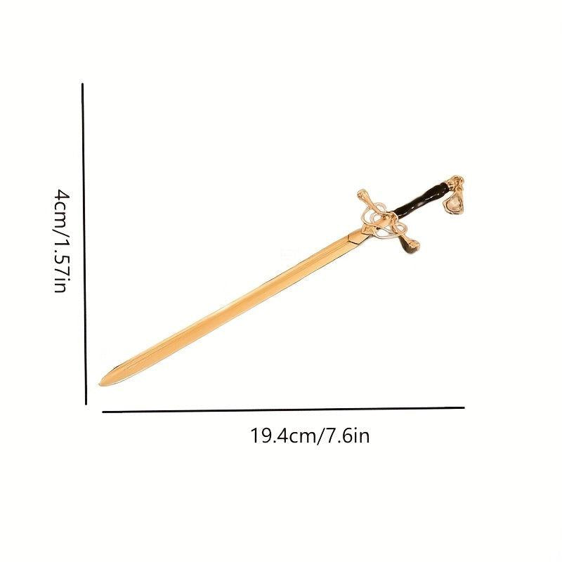 Crystal-Inlaid Sword Shape Hairpin Ponytail Holder