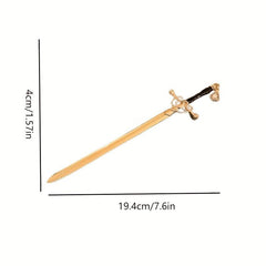Crystal-Inlaid Sword Shape Hairpin Ponytail Holder