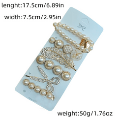 Rhinestone & Faux Pearl Hair Clip Shining Headwear Hair Styling Accessories