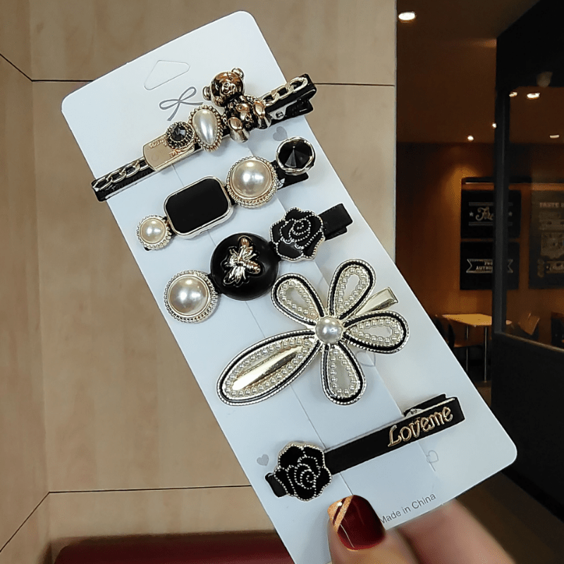 Rhinestone & Faux Pearl Hair Clip Shining Headwear Hair Styling Accessories